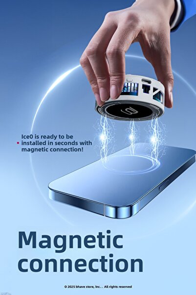 Bhave Iceq | Phone Cooler | Magsafe & Clips | 3 Stage Silent Fan with Rgb Led Display