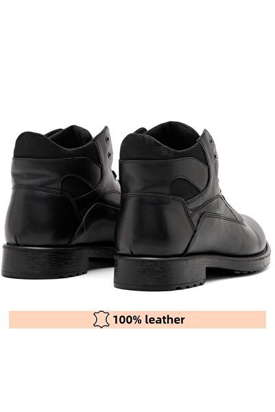 FINE Genuine Leather Black Lace up Boots 36-47