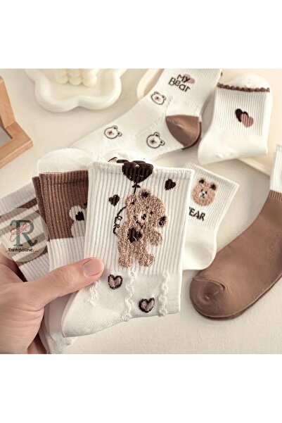 trampler Női 5 pár medve léggömb szív mintás szezonális stílusos zokni