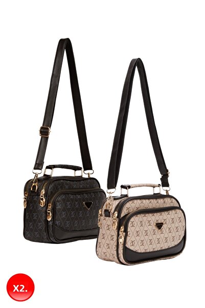 Adelina Bags حقيبة يد وكتف نسائية منقوشة - 2 قطعة