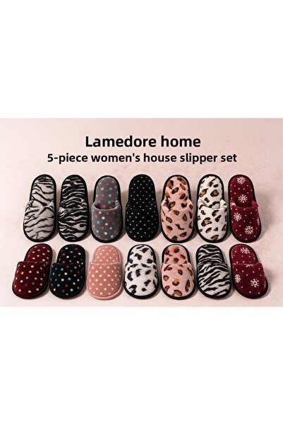 Lamedore Home 5 darabos női otthoni papucs készlet vendégeknek, hozomány, szőnyeg, ajándék, olcsó téli, hétköznapi otthoni papucs