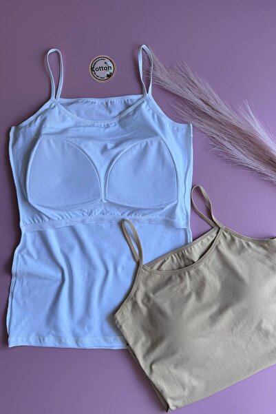 VicTroy Chic Drape with Rope Strap | 3-Piece Pad Thick Strap Black, White and Tan, Cotton Undershirt 63E49 (New Season)