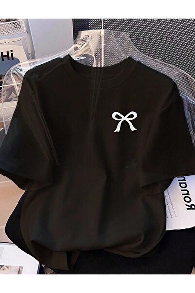 shidumanlar تي شيرت للجنسين للرجال/النساء بشريط صغير مطبوع حسب الطلب من القطن برقبة دائرية كبيرة الحجم