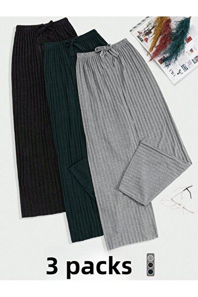 Asel 3-Piece Women's Lycra Comfortable Pants & Sweatpants, Casual Comfortable Home Wear Pajamas