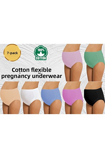 SAUNA SUIT Γυναικείο Σετ εσώρουχα εγκυμοσύνης και εγκυμοσύνης 7 τεμαχίων ψηλόμεσο | 100% βαμβακερά και εύκαμπτα καθημερινά εσώρουχα