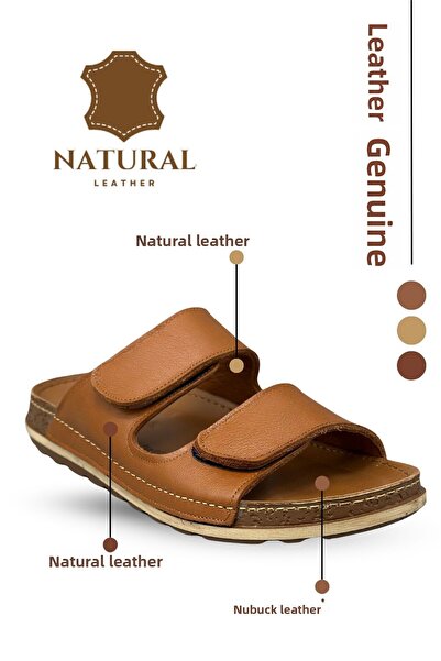 sermoda Мъжки чехли от естествена кожа, чехли от естествена кожа, цвят C, кафяв