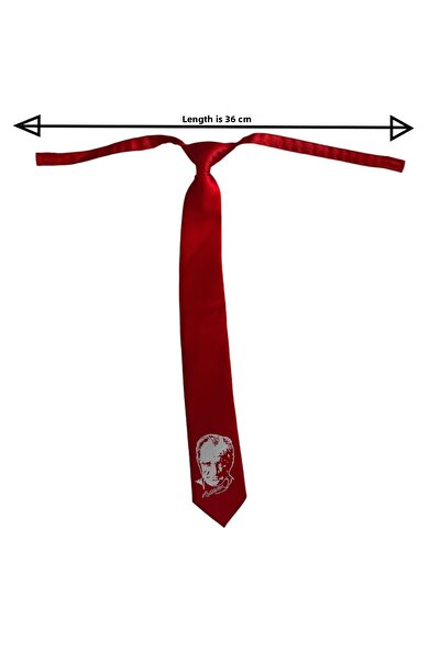 WENA KİDS Ataturk Picture εμπριμέ κόκκινη παιδική γραβάτα