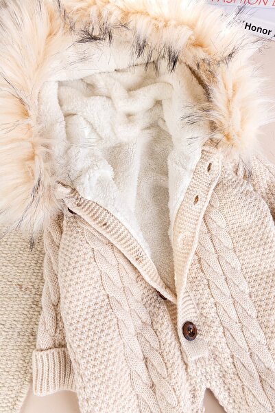 Babymod Knitted Winter Hooded Baby Girl/Boy Jumpsuit with Welsoft Lining Inside