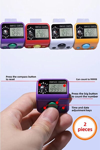 Bundeba 2 Gift Rings with Chanting Compass 5 Digit Digital Counter Chanting Prayer Beads Mevlüt Gift