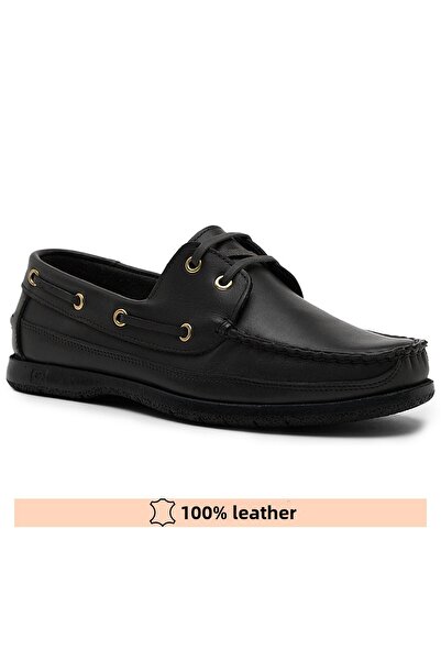 Fine Ayakkabıcılık Genuine Leather Black Men's Loafer Shoes (Dexter) 39-47