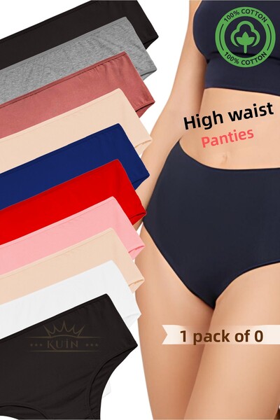 KUIN Magas derekú Bato - 10 nagy méretű, pamut fésült, lycra rugalmas bugyi (nagy méretű)