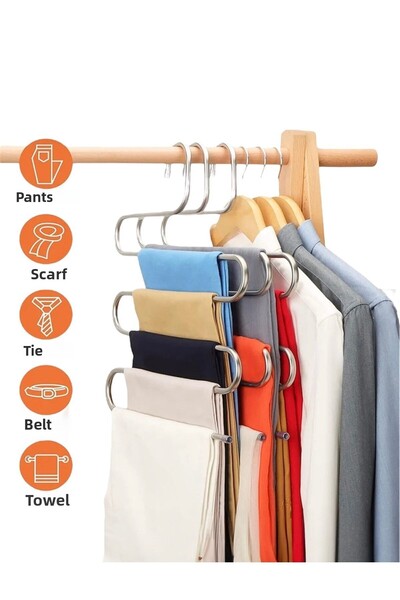 Patulya Aksesuar Μεταλλική κρεμάστρα παντελονιών 5 στρώσεων Κρεμάστρα ρούχων για ρούχα Κασκόλ Μαντήλι Πετσέτα γραβάτα ντουλάπα Organizer