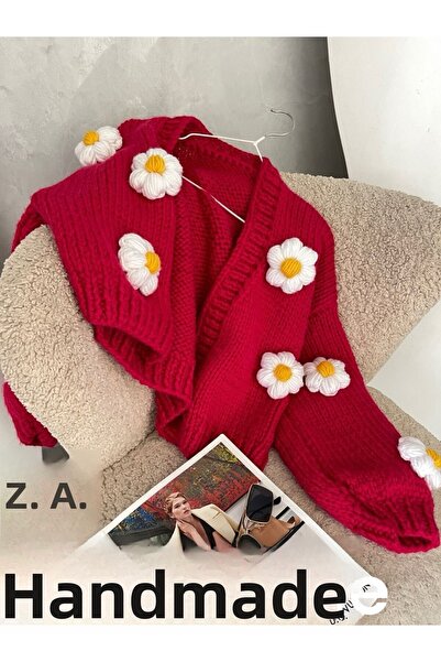 ZAHandmade Cardigan model margaretă tricotat manual