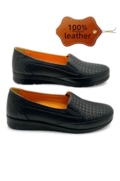 MAGIC SHOES Women's Black Genuine Leather Comfort Full Orthopedic Mother Shoes