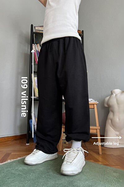 vladivosto Παντελόνι φούτερ μεγάλου μεγέθους Extra Loose Μαύρο Γκρι Καλοκαιρινό Ρυθμιζόμενο Φαρδύ Loose Fit Oversize