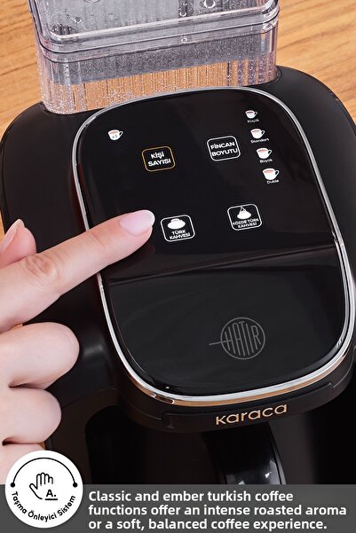 Karaca Hatır Turkish Coffee Machine with Automatic Water Intake Reservoir 5 Cup Capacity Walnut Brown