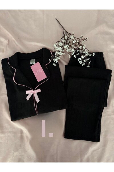 MH Moony Homewears Černá pyžamová souprava Coco Winter Thermal Merlin Fabric