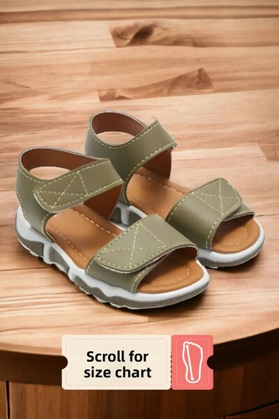 Ponchiq Unisex dětské sandály Khaki Strappy