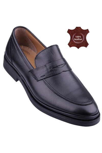 DETECTOR Pánské černé vnitřní vnější ortopedické denní klasické boty z pravé kůže Brm308