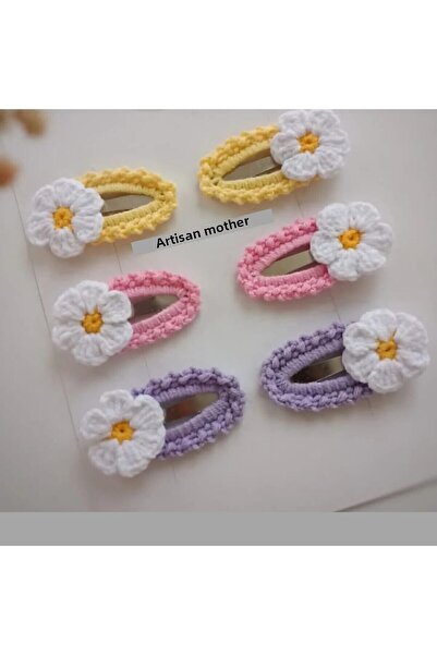 zanaatçı anne Amigurumi Handmade Set of 6 Colorful Daisy Snap Clasps