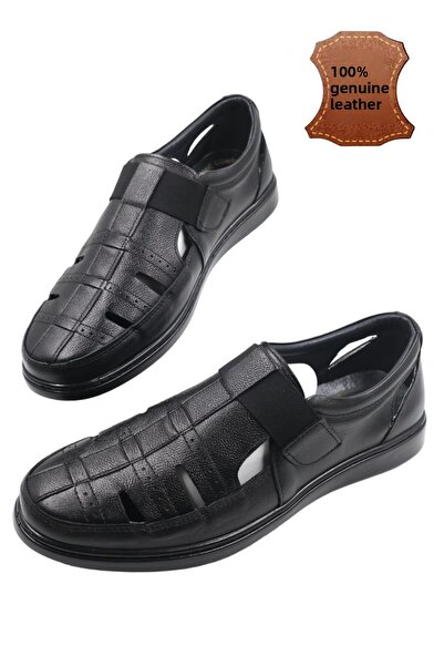 nazenintasarımlar MEN'S GENUINE INNER OUTER LEATHER ORTHOPEDIC POLY SOLE SUMMER FLEXIBLE AND VERY LIGHT DAILY SHOES SANDALS