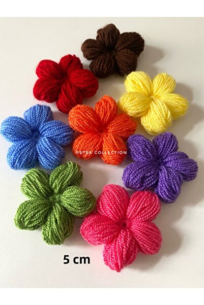 Petek Collection Knitted Daisy Colored Flower Motifs (Pack of 10)