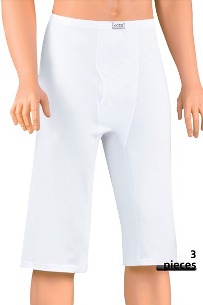 Öts Men's White 3 Pack Ottoman Briefs Long Leg Briefs Cotton (100% COTTON)