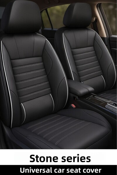 GM-DESIGN Stone Universal Leather Car Seat Cover - Lumbar Support - Full Set of 5 Seats