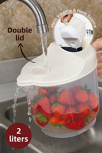 Vienev Scurător de orez 2 litri alb - spălare și strecurare