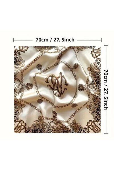Dgt Luxury Chain Leopard Patterned, Double Sided, Square Satin Scarf 70Cmx70Cm