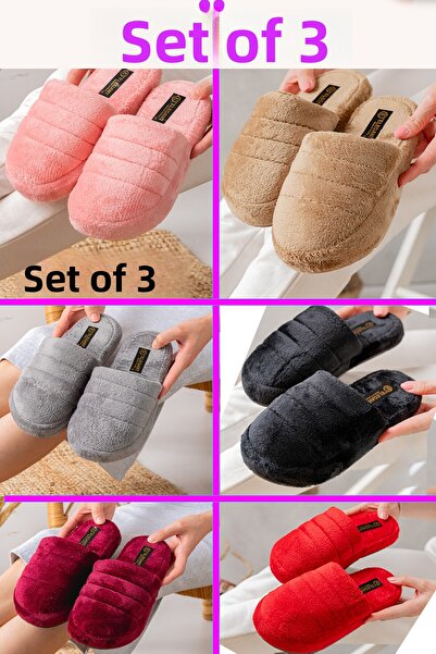 StWenn 3-Piece Silent Sole Women's Slippers Indoor House Slippers Guest Slippers Dowry Bundle Slippers