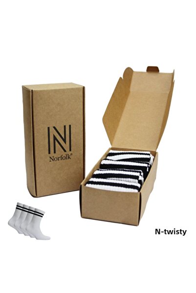 NORFOLK Retro N-Twist Bamboo and Cotton Casual Socks White 4 Pairs - Kraft Box