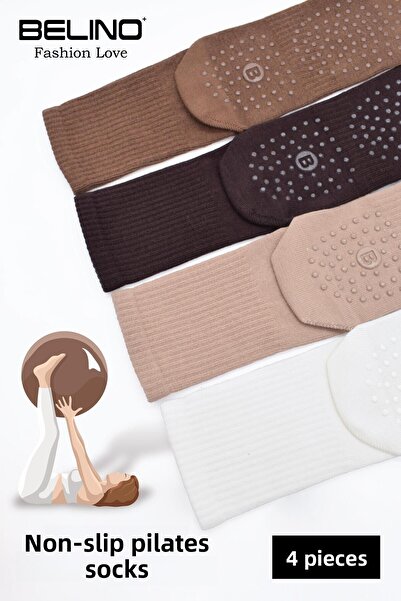 BELİNOPLUS Șosete anti-alunecare pentru femei, pentru sarcină, dans și pilates, pachet de 4