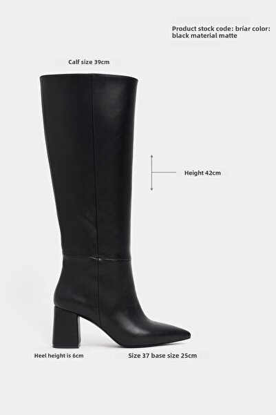 NİŞANTAŞI SHOES Dámské kozačky na podpatku Briar Black s matnou špičatou špičkou