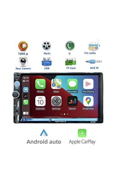 Navigold Ds-7250 Car Play Dual Tape (Not Android) Compatible 7'' Inch Bluetooth - Dual USB 4X55W Camera