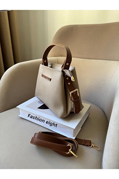 Moda Sekiz Geantă de umăr pentru femei, de mărime medie, cu trei compartimente, cu accesorii de detaliu