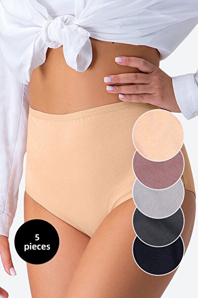 Happy Fox Női, magas derekú lycra pamut bugyi 5 csomag - nagy méretű fekete