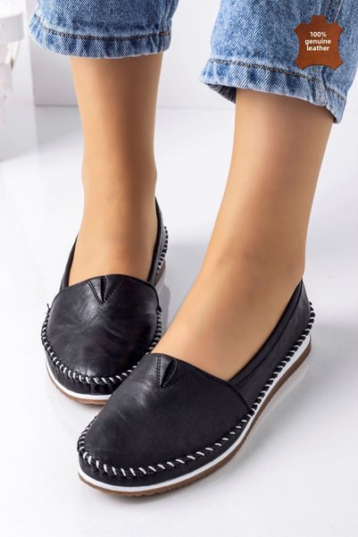 Lal Shoes & Bags Barve (100%) Genuine Leather Comfortable Women’s Ballet Flats-black
