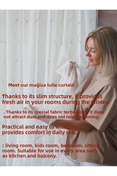 MAGİZA Ekstrafor Ironing Not Ask Κουρτίνα από τούλι με μοτίβο χωρίς πιέτες Σαλόνι Δωμάτιο Κουζίνα Μπαλκόνι Παιδικό Δωμάτιο