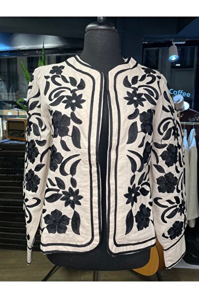 By-esq سترة نسائية بتصميم قطن مطرز