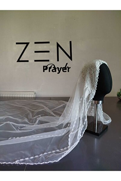 ZEN DUVAK طرحة زفاف مطرزة باللون الأبيض الفاتح