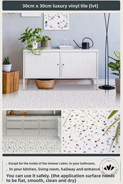 Technojet Αυτοκόλλητο Μοντέρνο Σχέδιο Κάλυμμα Τοίχου Δαπέδου Μπάνιου Κουζίνας 30cm×30cm (Συσκευασία 4)