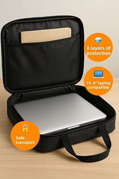 HİG HOME Чанта за лаптоп, съвместима с 13-, 14- и 15,6-инчови лаптопи Водоустойчива чанта за лаптоп (3-слойна защита)