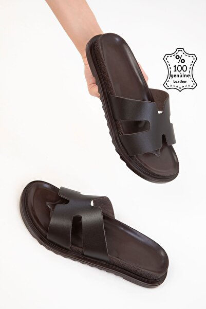 SOHO Hnědé dámské pantofle z pravé kůže 20684