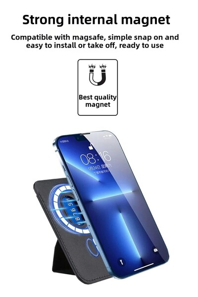 Fibaks For iPhone 11 12 13 14 15 16 17 Plus Pro Max Magnetic Stand Holder Leather Magsafe Wallet Card Holder Case