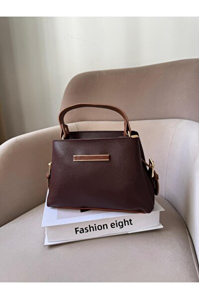 Moda Sekiz حقيبة يد نسائية متوسطة الحجم بثلاثة أقسام مع إكسسوارات تفصيلية وحز...