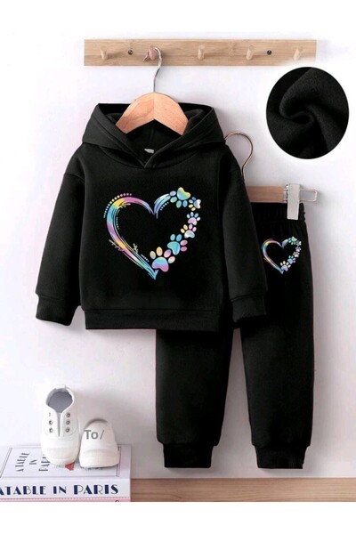 KTT TEKSTİL Сърцевиден комплект анцуг за момиче от 2 части