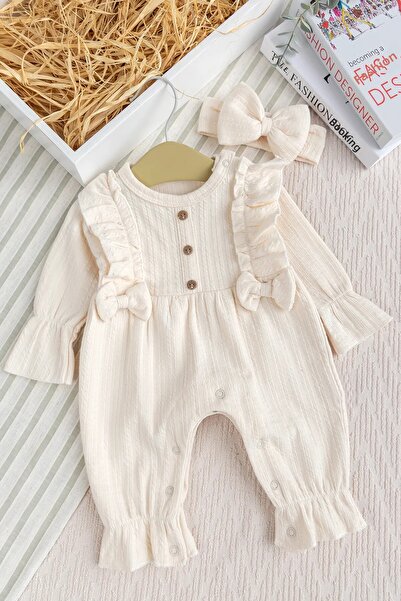 Babymod Cotton Baby Girl Jumpsuit Set Bandana Bow Set