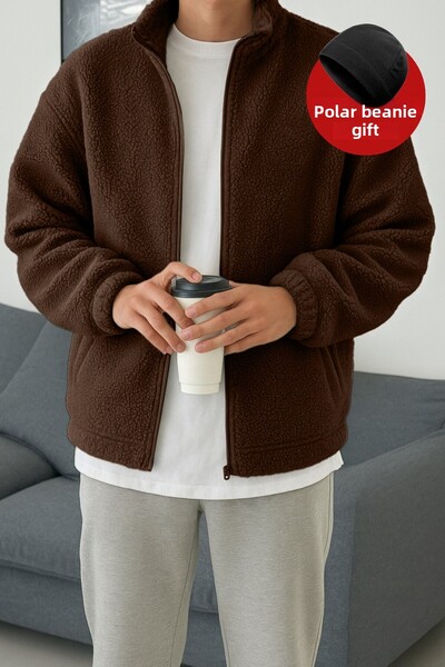 GHASSY CO. Ανδρικό θερμικό εσώρουχο Sherpa Φθινοπωρινό και Χειμερινό με φλις φούτερ με φερμουάρ