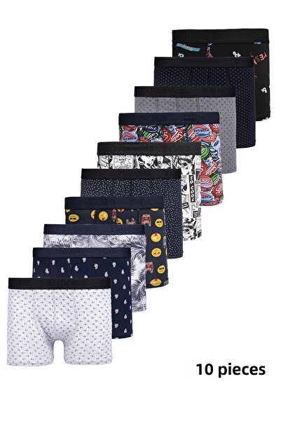Tudors Men's 10-Piece Patterned Lycra Cotton Stretch Fabric Premium Series Boxer